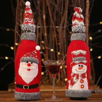  2 елемента Коледа Дядо Коледа, Снежен човек, шапка, Дрехи, набор от капачки за бутилки вино, чудесно творческа украса на масата на коледно парти в дома на хотел