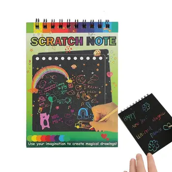 Детски костюм за рисуване с драскотини 10шт Rainbow Дяволът Party Favours Cartoon Child Paper САМ Graffiti Tool Scrap Живопис Card Kit