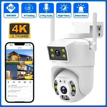  Камера за сигурност 4G Sim карти, камера за 4K Wi-Fi, Мрежа за видеонаблюдение, Интелигентен дом, 8-Мегапикселови IP камери, PTZ-мрежа HD 1080P
