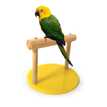  Птица Дървена Жердочка Постоянна Рамка Поставка Шест Пластмасова Основа Дъвчене Играчка за Папагали от Аксесоари За клетки