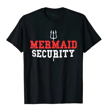  Тениска Mermaid Сигурност, Забавен Подарък За Плуване, Тениска С Тризъбец, Новост, Тениски За Мъже, Памучни Блузи и Тениски, Cosie Отстъпка