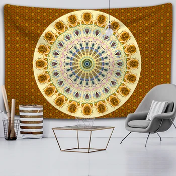  Украса на дома с изображение на Индийския Мандала, Фэнтезийная сцена, Гоблен, за Украса на стени, Хипи, Бохем Декоративен лист, килимче за йога, Плажен мат