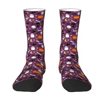  Чорапи с хубав принтом на Хелоуин с пародийным модел за жени и мъже, Разтеглив Летни Есенно-зимни чорапи с участието на вещици и котки-призрак