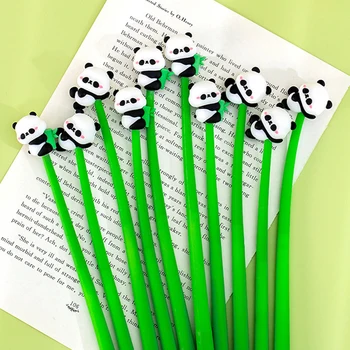  1 бр. Гел дръжка във формата на сладка панда, Бамбук химикалка за подпис, Cartoony Силикон, 0,5 mm, Черна писалка за писма, Канцеларски материали за студенти, Подаръци