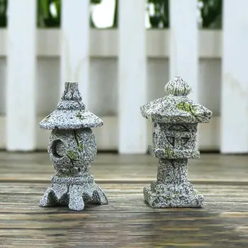 2 Статуи-лампа във формата на пагода Градински двор за домашен интериор Статуя на открито