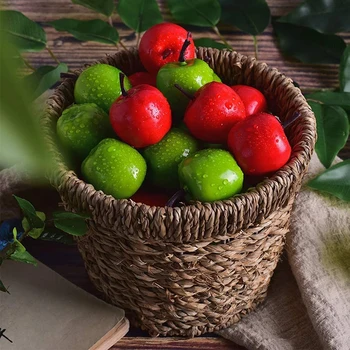  20pcs червено/зелено мини-изкуствени ябълки, имитация на фалшиви плодове, Реалистичен орнамент, декорация за дома за готвене, Коледна украса за парти