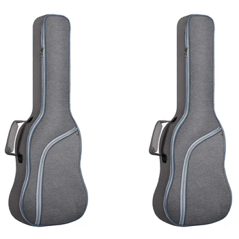  2X Живо чанта за електрическа китара с подплата 12 мм Двойно регулируемо рамо за електрически китари, бас китари-класическа китара, Повече