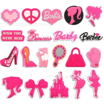 3 бр. в комплект Розова Барби направи си САМ Обтегач За Обувки Карикатура PVC Магазини за Аксесоари Бижута Croc Jibz Чар Деца Момичета Парти Коледен Подарък