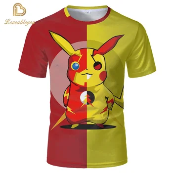  3D Летните модни тениски с анимационни герои Pokémon Pikachu за момчета и момичета, градинска облекло в стил хип-хоп, ежедневни тениски с принтом с къс ръкав