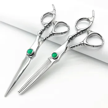  6-инчови ножици за коса, високо качество на професионална ножица за изтъняване на коса, фризьорски ножици с издълбани на дръжката