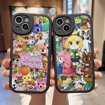  Animal Crossing Калъф за телефон Iphone 13 Pro Max 11 14 12 Mini X Xr Xs 7 6 8 Puls Se Силиконов калъф от овча кожа