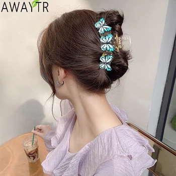  AWAYTR Скъпа шнола за коса с раци или-пеперуда, вечерни шапки за жени, аксесоари за коса, безплатна доставка, модни скоби-нокти в корейски стил