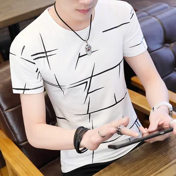  B1658 Нова мъжка лятна риза на райе с 3D принтом, мъжки t-shirt, ежедневни прилепнали блузи с къс ръкав, тениска, дрехи M-3XL