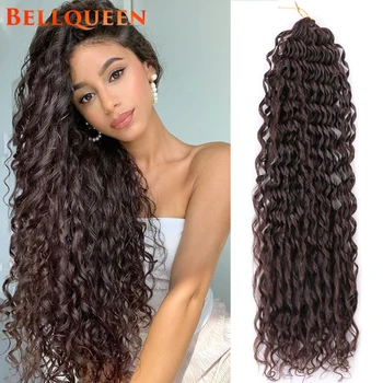  Bellqueen Свободни къдрава коса, свързани с кука, 24-инчов синтетичен удължаване на косата с swirls в стил афро за жени