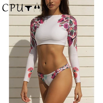  CPUTAN 2024 Секси комплект от бикини-Танкини повдигащ от две части, Бразилски Бикини с цветен модел, Дамски бански костюми, бански за сърф, Летен плаж