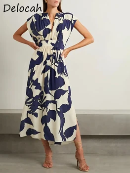  Delocah Висококачествено лятно Дамско модно макси-дрехи за модния подиум с ръкав 