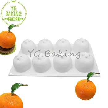  Dorica Нова 8-луночная Оранжева силиконова форма за муссового торта, Форма за шоколад, ръчно изработени сапуни, Кухненски Принадлежности, Принадлежности за печене