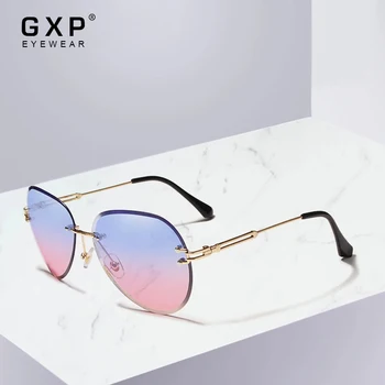  GXP Реколта модерни слънчеви очила, Дамски слънчеви очила без кръгли рамки с градиентными лещи за защита на очите, контрастиращи по цвят Декоративни очила