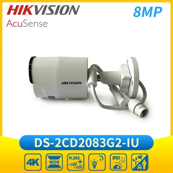  Hik 8MP 4K AcuSense Bullet IP Камера POE IR Камера за Сигурност С Вграден Микрофон IP67 DS-2CD2083G2-IU