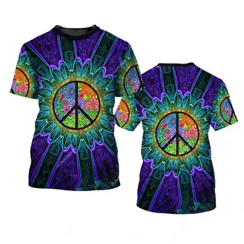  Jumeast, Мъжки тениски с 3D принтом Psychedelic Peace Art, Слънчоглед, Спокоен Баба Хипи, Алоха, Дамски Тениски, Младежки Дрехи Хипи