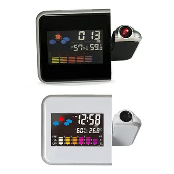  Led цифров прожекционен будилник и Термометър Температурата на Влажност Влагомер Работно Време Проекторные часовници USB Зарядно Устройство за Настолни часовници