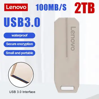  Lenovo 2TB USB Flash Drive Метална Писалка-Диск 128 GB USB Диск е 1 TB 512 GB 256 GB Водоустойчив USB-Памет и Високоскоростна Карта За PC