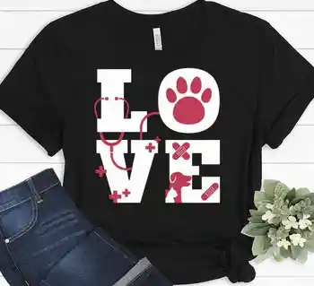  Love Animals, ветеринарен подарък, ветеринарна куче, котка, Забавна хубава коледна тениска