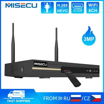  MISECU 8CH 3MP Wifi NVR Безжичен Dvr Поддържа ONVIF За Безжична Система за Сигурност, H. 265 ВИДЕОНАБЛЮДЕНИЕ NVR видео Рекордер Сигурност