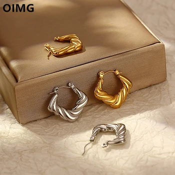  OIMG Неръждаема стомана 316L, със Златно покритие Реколта Обеци-пръстени във формата на обнимашек от кепър лента през в стил пънк Кепър, за жени и момичета, бижута без избледняване
