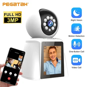  PEGATAH 3-Мегапикселова Камера За видео разговори Smart Wifi с 2,8-Инчов IPS-Screen tv, следи бебето За помещения, Автоматично Следене на Безжични Камери за Сигурност