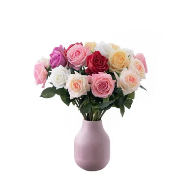  QSM 6 бр. Копринени рози с имитация на скъпа с една глава, като изкуствено цвете за украса на дома сватбен банкет