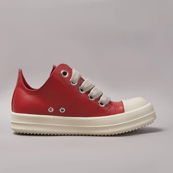  Ricks/ Ежедневни Ниска Дизайнерски Мъжки обувки-високо качество на Червения цвят Owens От естествена кожа Jumbo дантела, Летни Дамски маратонки 2023