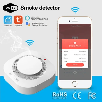  SMARSECUR Wifi 433 Mhz Безжичен детектор за откриване на дим високо-чувствителен за smart Life app control Power от Sasha