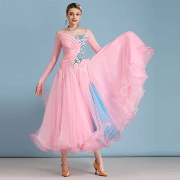  X6006 Стандартни рокли за танци балната зала С Дълъг ръкав, пола за танци-Фламенко, женски Евтино Бална рокля за сценичното Валс