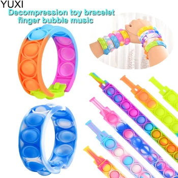 YUXI 1 бр. Pops Bubble Проста играчка с вдлъбнатини, силиконов маншет за облекчаване на стреса, Сензорна аларма за деца с аутизъм