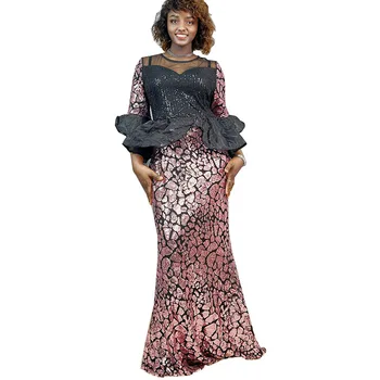  Африкански сватбени рокли за жени, Елегантни Африкански вечерни рокли с дълъг ръкав с пайети, Екипировки, Африканска облекло Дашики