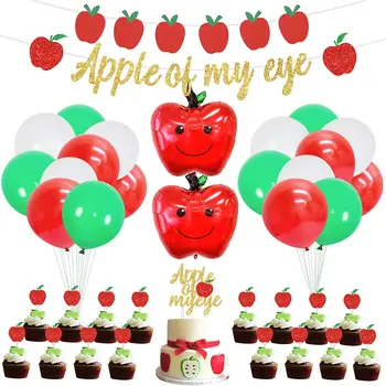  Банер Apple of My Eye, Topper За Торта, Балони, за да проверите За рождения Ден на Fruity тема, Украса, Apple of My Eye, Червен и Зелен