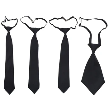  Бизнес вратовръзки за господа Унисекс Черен цвят С катарама на скоба за вратовръзка, Официални Шийни и шапки за момичета и момчета, Аксесоари за униформи DXAA
