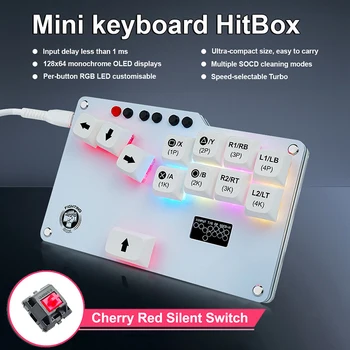  Боен Бокс Mini Hitbox Controller Arcade Stick Детска Клавиатура RGB LED Light Cherry MX Безшумен Превключвател За PC/PS3/PS4/Steam Deck