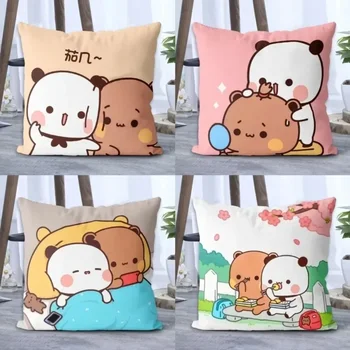  Възглавница с принтом панди, Bubu и Дуду, мультяшная квадратна възглавница от аниме Kawai, мека поясная мека мебел възглавници, възглавници за спални