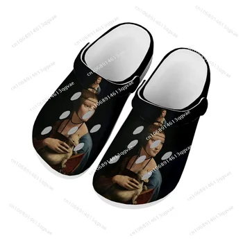  Дама с ermine Домашни сабо Мъжки дамски младежки сандали за момчета и момичета, Градински обувки, изработени по поръчка, дишащи обувки, чехли с дупки