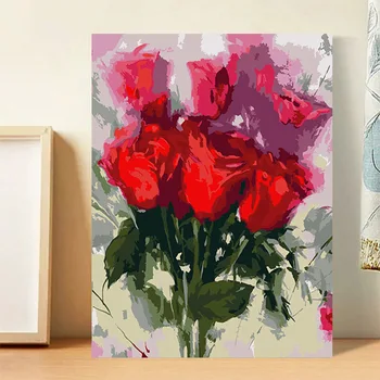  Дигитална живопис с маслени бои с цветове, ръчно рисувани рози пропиленовой боя, цветна ред, пейзаж декомпресия, декоративно масло за ръчна работа