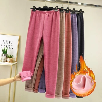  Жените 2023, Есенно-зимните модни панталони за термобелья, женски обикновена тесни панталони, дамски утепляющие панталони с висока талия E627
