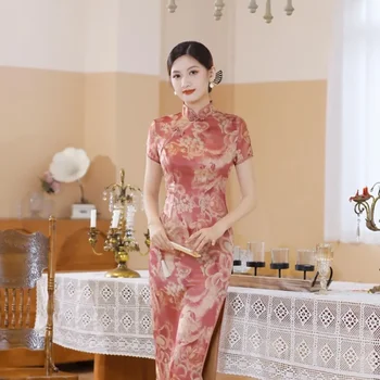  Женствена рокля Qipao Дамски дрехи, модни градинска небрежно елегантни дрехи в етнически китайски стил Облечи Чонсам Винтажное лятото