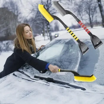  Зимна Подвижна Автомобилна лопата за сняг с дръжка от пеноматериала ЕВА, Автоматична четка за почистване, Стъргало за отстраняване на лед, Автоматично предното стъкло