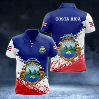  Знаме и Герб, Коста-Рика, Индивидуални Поло блузи, Лятна Ежедневни Градинска Дрехи, Мъжка Мода, Без Трикотаж, Спортни Дрехи Големи размери