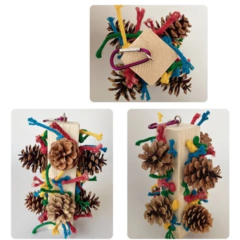  Играчка за дъвчене за Домашни Птици Естествена Борова Шишарка Цветна Китка за Какаду Conure Какаду Скърца със Зъби Е идеална за Птици в Клетка