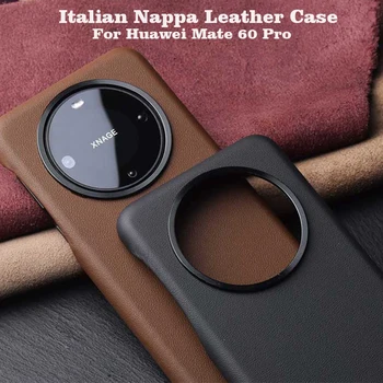  Италиански калъф от кожа напа за HUAWEI Капитан 60 Pro, луксозна задната част на кутията на телефона от естествена кожа ръчна изработка