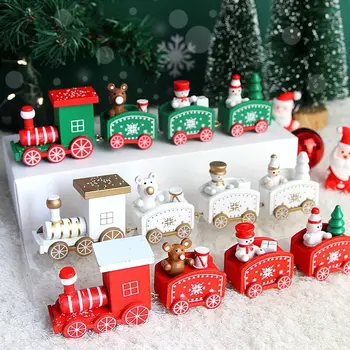  Коледен орнамент върху дървен / пластмасов влак Весела коледна украса за дома 2023 Коледни подаръци Noel Натал Навидад Нова Година 2024