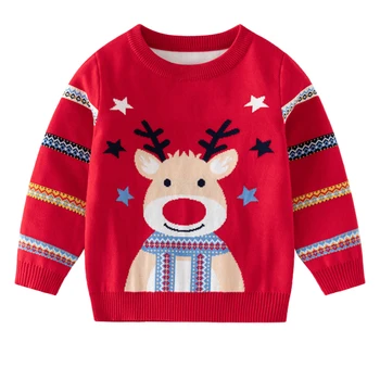  Коледен пуловер за момичета, есенно-зимни детски дрехи, трикотаж с анимационни елен, пуловер, най-шарен пуловер, за бебета от 3 до 7 години